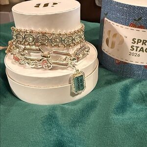 Silver plated Layered Charm Bracelet with Dog Tag 2026 spring stacks